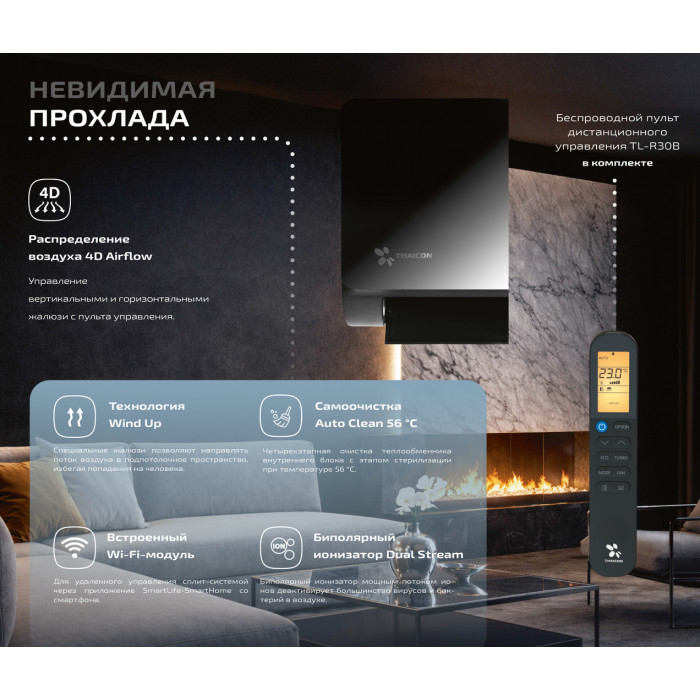 Инверторный настенный кондиционер Thaicon TL-RWP35-FR/TL-ROP35-FR